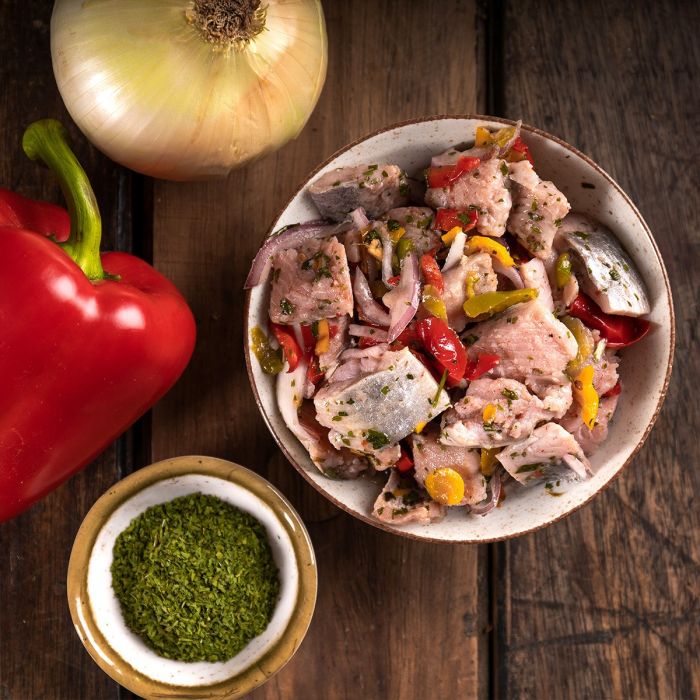 Kräutermatjeshappen mit Gartengemüse, 500g